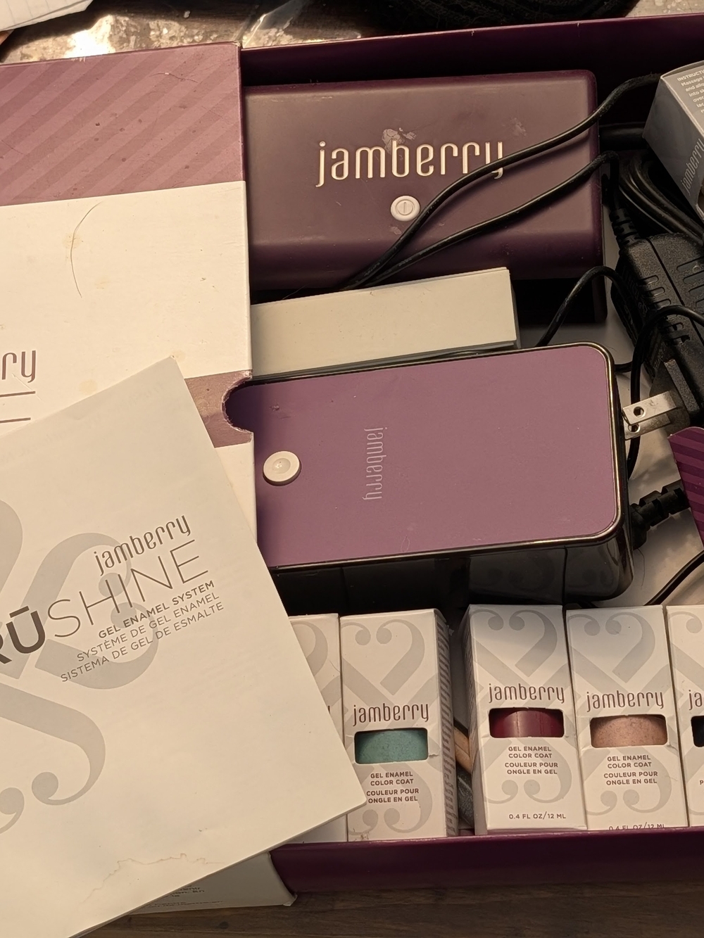 Jamberry Purple Portable Gel Lamp with Gel Polish Boxes